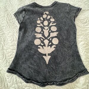 FP Movement by Free People Washed Black Short Sleeve Tee with Cream Graphic